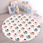 - RealHomes Dijital Baskılı Kaymaz Tabanlı Comfort Çocuk Odası Yuvarlak Halı - Realhomes  Sevimli Kedi Motifli Çocuk & Genç Odası Makinede Yıkanabilir Kaymaz Tabanlı Yuvarlak Çocuk Halısı Realhomes