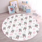 Dans Eden Panda Motifli Çocuk & Genç Odası Makinede Yıkanabilir Kaymaz Tabanlı Yuvarlak Çocuk Halısı Realhomes