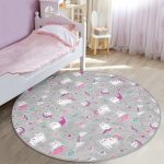- RealHomes Dijital Baskılı Kaymaz Tabanlı Comfort Çocuk Odası Yuvarlak Halı - Realhomes Sevimli Unicorn Motifli Çocuk & Genç Odası Makinede Yıkanabilir Kaymaz Tabanlı Yuvarlak Çocuk Halısı Realhomes