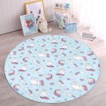 - RealHomes Dijital Baskılı Kaymaz Tabanlı Comfort Çocuk Odası Yuvarlak Halı - Realhomes  Sevimli Unicorn Temalı Çocuk & Genç Odası Makinede Yıkanabilir Kaymaz Tabanlı Yuvarlak Çocuk Halısı Realhomes