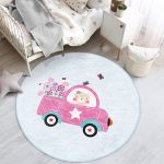 - RealHomes Dijital Baskılı Kaymaz Tabanlı Comfort Çocuk Odası Yuvarlak Halı - Realhomes  Pembe Ara Süren Kedi Figürlü Çocuk & Genç Odası Makinede Yıkanabilir Kaymaz Tabanlı Yuvarlak Çocuk Halısı Realhomes