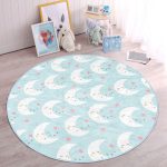 - RealHomes Dijital Baskılı Kaymaz Tabanlı Comfort Çocuk Odası Yuvarlak Halı - Realhomes  Uyku Temalı Ay Ve Yıldız Motifli Çocuk & Genç Odası Makinede Yıkanabilir Kaymaz Tabanlı Yuvarlak Çocuk Halısı Realhomes