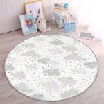 - RealHomes Dijital Baskılı Kaymaz Tabanlı Comfort Çocuk Odası Yuvarlak Halı - Realhomes  Pembe Bulut Desenli Altın Figürlü Çocuk & Genç Odası Makinede Yıkanabilir Kaymaz Tabanlı Yuvarlak Çocuk Halısı Realhomes