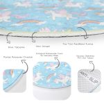 - RealHomes Dijital Baskılı Kaymaz Tabanlı Comfort Çocuk Odası Yuvarlak Halı - Realhomes  Mavi Zeminde Unicorn Ve Gökkuşağı Desenli Çocuk & Genç Odası Makinede Yıkanabilir Kaymaz Tabanlı Yuvarlak Çocuk Halısı Realhomes