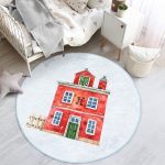 - RealHomes Dijital Baskılı Kaymaz Tabanlı Comfort Çocuk Odası Yuvarlak Halı - Realhomes Minyatür Kırmızı Ev Çizimli Çocuk & Genç Odası Makinede Yıkanabilir Kaymaz Tabanlı Yuvarlak Çocuk Halısı Realhomes