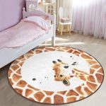 - RealHomes Dijital Baskılı Kaymaz Tabanlı Comfort Çocuk Odası Yuvarlak Halı - Realhomes  Beyaz Zemin Zürafa Desenli Çocuk & Genç Odası Makinede Yıkanabilir Kaymaz Tabanlı Yuvarlak Çocuk Halısı Realhomes