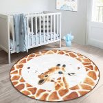 - RealHomes Dijital Baskılı Kaymaz Tabanlı Comfort Çocuk Odası Yuvarlak Halı - Realhomes  Beyaz Zemin Zürafa Desenli Çocuk & Genç Odası Makinede Yıkanabilir Kaymaz Tabanlı Yuvarlak Çocuk Halısı Realhomes