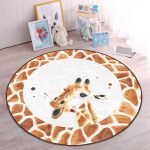 - RealHomes Dijital Baskılı Kaymaz Tabanlı Comfort Çocuk Odası Yuvarlak Halı - Realhomes  Beyaz Zemin Zürafa Desenli Çocuk & Genç Odası Makinede Yıkanabilir Kaymaz Tabanlı Yuvarlak Çocuk Halısı Realhomes