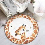 - RealHomes Dijital Baskılı Kaymaz Tabanlı Comfort Çocuk Odası Yuvarlak Halı - Realhomes  Beyaz Zemin Zürafa Desenli Çocuk & Genç Odası Makinede Yıkanabilir Kaymaz Tabanlı Yuvarlak Çocuk Halısı Realhomes