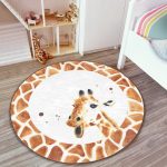 - RealHomes Dijital Baskılı Kaymaz Tabanlı Comfort Çocuk Odası Yuvarlak Halı - Realhomes  Beyaz Zemin Zürafa Desenli Çocuk & Genç Odası Makinede Yıkanabilir Kaymaz Tabanlı Yuvarlak Çocuk Halısı Realhomes