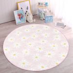 - RealHomes Dijital Baskılı Kaymaz Tabanlı Comfort Çocuk Odası Yuvarlak Halı - Realhomes  Pembe Zemin Papatya Tasarımlı Çocuk & Genç Odası Makinede Yıkanabilir Kaymaz Tabanlı Yuvarlak Çocuk Halısı Realhomes