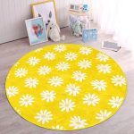 - RealHomes Dijital Baskılı Kaymaz Tabanlı Comfort Çocuk Odası Yuvarlak Halı - Realhomes  Sarı Zemin Papatya Desenli Çocuk & Genç Odası Makinede Yıkanabilir Kaymaz Tabanlı Yuvarlak Çocuk Halısı Realhomes
