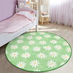 - RealHomes Dijital Baskılı Kaymaz Tabanlı Comfort Çocuk Odası Yuvarlak Halı - Realhomes Yeşil Zemin Papatya Çocuk & Genç Odası Makinede Yıkanabilir Kaymaz Tabanlı Yuvarlak Çocuk Halısı Realhomes
