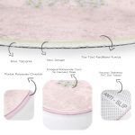 - RealHomes Dijital Baskılı Kaymaz Tabanlı Comfort Çocuk Odası Yuvarlak Halı - Realhomes  Pembe Zemin Papatyadan Kelebek Tasarımlı Çocuk & Genç Odası Makinede Yıkanabilir Kaymaz Tabanlı Yuvarlak Çocuk Halısı Realhomes