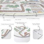 - RealHomes Dijital Baskılı Kaymaz Tabanlı Comfort Çocuk Odası Yuvarlak Halı - Realhomes  Bizim Mahalle Yolları Eğitici Yol Çizimli Çocuk & Genç Odası Makinede Yıkanabilir Kaymaz Tabanlı Yuvarlak Çocuk Oyun Halısı Realhomes