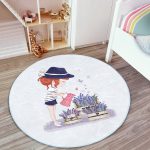 - RealHomes Dijital Baskılı Kaymaz Tabanlı Comfort Çocuk Odası Yuvarlak Halı - Realhomes  Kız Temalı Çocuk & Genç Odası Makinede Yıkanabilir Kaymaz Tabanlı Yuvarlak Çocuk Halısı Realhomes