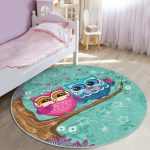 - RealHomes Dijital Baskılı Kaymaz Tabanlı Comfort Çocuk Odası Yuvarlak Halı - Realhomes  Ağaçta Sevimli Baykuşlar Tasarım Çocuk & Genç Odası Makinede Yıkanabilir Kaymaz Tabanlı Yuvarlak Çocuk Halısı Realhomes