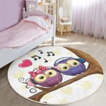 - RealHomes Dijital Baskılı Kaymaz Tabanlı Comfort Çocuk Odası Yuvarlak Halı - Realhomes  Baykuş Desenli Çocuk & Genç Odası Makinede Yıkanabilir Kaymaz Tabanlı Yuvarlak Çocuk Halısı Realhomes