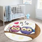 - RealHomes Dijital Baskılı Kaymaz Tabanlı Comfort Çocuk Odası Yuvarlak Halı - Realhomes  Baykuş Desenli Çocuk & Genç Odası Makinede Yıkanabilir Kaymaz Tabanlı Yuvarlak Çocuk Halısı Realhomes