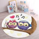 - RealHomes Dijital Baskılı Kaymaz Tabanlı Comfort Çocuk Odası Yuvarlak Halı - Realhomes  Baykuş Desenli Çocuk & Genç Odası Makinede Yıkanabilir Kaymaz Tabanlı Yuvarlak Çocuk Halısı Realhomes