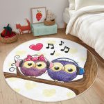 - RealHomes Dijital Baskılı Kaymaz Tabanlı Comfort Çocuk Odası Yuvarlak Halı - Realhomes  Baykuş Desenli Çocuk & Genç Odası Makinede Yıkanabilir Kaymaz Tabanlı Yuvarlak Çocuk Halısı Realhomes