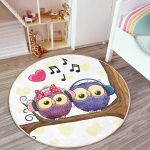 - RealHomes Dijital Baskılı Kaymaz Tabanlı Comfort Çocuk Odası Yuvarlak Halı - Realhomes  Baykuş Desenli Çocuk & Genç Odası Makinede Yıkanabilir Kaymaz Tabanlı Yuvarlak Çocuk Halısı Realhomes