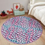- RealHomes Dijital Baskılı Kaymaz Tabanlı Comfort Çocuk Odası Yuvarlak Halı - Realhomes  Renkli Leopar Desenli Çocuk & Genç Odası Makinede Yıkanabilir Kaymaz Tabanlı Yuvarlak Çocuk Halısı Realhomes