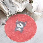 - RealHomes Dijital Baskılı Kaymaz Tabanlı Comfort Çocuk Odası Yuvarlak Halı - Realhomes  Köpek Desenli Çocuk & Genç Odası Makinede Yıkanabilir Kaymaz Tabanlı Yuvarlak Çocuk Halısı Realhomes