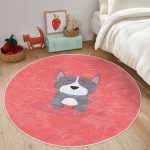 - RealHomes Dijital Baskılı Kaymaz Tabanlı Comfort Çocuk Odası Yuvarlak Halı - Realhomes  Köpek Desenli Çocuk & Genç Odası Makinede Yıkanabilir Kaymaz Tabanlı Yuvarlak Çocuk Halısı Realhomes