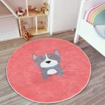 - RealHomes Dijital Baskılı Kaymaz Tabanlı Comfort Çocuk Odası Yuvarlak Halı - Realhomes  Köpek Desenli Çocuk & Genç Odası Makinede Yıkanabilir Kaymaz Tabanlı Yuvarlak Çocuk Halısı Realhomes