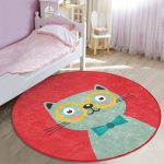 - RealHomes Dijital Baskılı Kaymaz Tabanlı Comfort Çocuk Odası Yuvarlak Halı - Realhomes Renkli Kedi Çocuk & Genç Odası Makinede Yıkanabilir Kaymaz Tabanlı Yuvarlak Çocuk Halısı Realhomes
