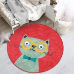 - RealHomes Dijital Baskılı Kaymaz Tabanlı Comfort Çocuk Odası Yuvarlak Halı - Realhomes Renkli Kedi Çocuk & Genç Odası Makinede Yıkanabilir Kaymaz Tabanlı Yuvarlak Çocuk Halısı Realhomes