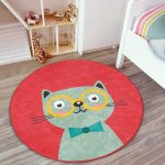 - RealHomes Dijital Baskılı Kaymaz Tabanlı Comfort Çocuk Odası Yuvarlak Halı - Realhomes Renkli Kedi Çocuk & Genç Odası Makinede Yıkanabilir Kaymaz Tabanlı Yuvarlak Çocuk Halısı Realhomes
