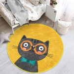 - RealHomes Dijital Baskılı Kaymaz Tabanlı Comfort Çocuk Odası Yuvarlak Halı - Realhomes  Renkli Kedi Çocuk & Genç Odası Makinede Yıkanabilir Kaymaz Tabanlı Yuvarlak Çocuk Halısı Realhomes