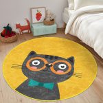 - RealHomes Dijital Baskılı Kaymaz Tabanlı Comfort Çocuk Odası Yuvarlak Halı - Realhomes  Renkli Kedi Çocuk & Genç Odası Makinede Yıkanabilir Kaymaz Tabanlı Yuvarlak Çocuk Halısı Realhomes