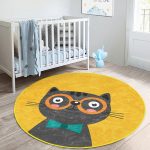 - RealHomes Dijital Baskılı Kaymaz Tabanlı Comfort Çocuk Odası Yuvarlak Halı - Realhomes  Renkli Kedi Çocuk & Genç Odası Makinede Yıkanabilir Kaymaz Tabanlı Yuvarlak Çocuk Halısı Realhomes