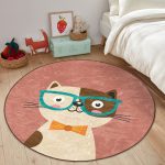 - RealHomes Dijital Baskılı Kaymaz Tabanlı Comfort Çocuk Odası Yuvarlak Halı - Realhomes  Renkli Kedi Çocuk & Genç Odası Makinede Yıkanabilir Kaymaz Tabanlı Yuvarlak Çocuk Halısı Realhomes