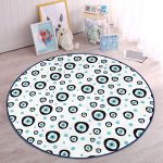 - RealHomes Dijital Baskılı Kaymaz Tabanlı Comfort Çocuk Odası Yuvarlak Halı - Realhomes  Beyaz Zeminde Nazar Boncuklu Çocuk & Genç Odası Makinede Yıkanabilir Kaymaz Tabanlı Yuvarlak Çocuk Halısı Realhomes
