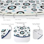 - RealHomes Dijital Baskılı Kaymaz Tabanlı Comfort Çocuk Odası Yuvarlak Halı - Realhomes  Beyaz Zeminde Nazar Boncuklu Çocuk & Genç Odası Makinede Yıkanabilir Kaymaz Tabanlı Yuvarlak Çocuk Halısı Realhomes