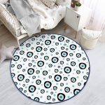- RealHomes Dijital Baskılı Kaymaz Tabanlı Comfort Çocuk Odası Yuvarlak Halı - Realhomes  Beyaz Zeminde Nazar Boncuklu Çocuk & Genç Odası Makinede Yıkanabilir Kaymaz Tabanlı Yuvarlak Çocuk Halısı Realhomes