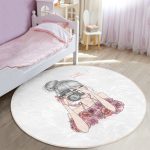 Fashion Girl Çocuk & Genç Odası Makinede Yıkanabilir Kaymaz Tabanlı Yuvarlak Çocuk Halısı Realhomes
