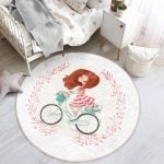 Bisiklet Desenli Yastık Kırlent Çocuk & Genç Odası Makinede Yıkanabilir Kaymaz Tabanlı Yuvarlak Çocuk Halısı Realhomes