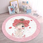Fashion Girl Çocuk & Genç Odası Makinede Yıkanabilir Kaymaz Tabanlı Yuvarlak Çocuk Halısı Realhomes