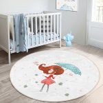 - RealHomes Dijital Baskılı Kaymaz Tabanlı Comfort Çocuk Odası Yuvarlak Halı - Realhomes  Fashion Girl Çocuk & Genç Odası Makinede Yıkanabilir Kaymaz Tabanlı Yuvarlak Çocuk Halısı Realhomes