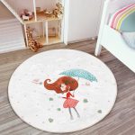 - RealHomes Dijital Baskılı Kaymaz Tabanlı Comfort Çocuk Odası Yuvarlak Halı - Realhomes  Fashion Girl Çocuk & Genç Odası Makinede Yıkanabilir Kaymaz Tabanlı Yuvarlak Çocuk Halısı Realhomes