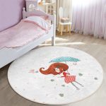 - RealHomes Dijital Baskılı Kaymaz Tabanlı Comfort Çocuk Odası Yuvarlak Halı - Realhomes  Fashion Girl Çocuk & Genç Odası Makinede Yıkanabilir Kaymaz Tabanlı Yuvarlak Çocuk Halısı Realhomes