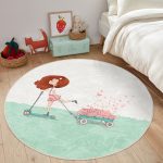 - RealHomes Dijital Baskılı Kaymaz Tabanlı Comfort Çocuk Odası Yuvarlak Halı - Realhomes  Fashion Girl Çocuk & Genç Odası Makinede Yıkanabilir Kaymaz Tabanlı Yuvarlak Çocuk Halısı Realhomes