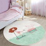 - RealHomes Dijital Baskılı Kaymaz Tabanlı Comfort Çocuk Odası Yuvarlak Halı - Realhomes  Fashion Girl Çocuk & Genç Odası Makinede Yıkanabilir Kaymaz Tabanlı Yuvarlak Çocuk Halısı Realhomes