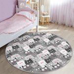 - RealHomes Dijital Baskılı Kaymaz Tabanlı Comfort Çocuk Odası Yuvarlak Halı - Realhomes  Sevimli Kedi Motifli Çocuk & Genç Odası Makinede Yıkanabilir Kaymaz Tabanlı Yuvarlak Çocuk Halısı Realhomes