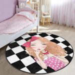 - RealHomes Dijital Baskılı Kaymaz Tabanlı Comfort Çocuk Odası Yuvarlak Halı - Realhomes  Dama Zeminli Pancakeli Kız Desenli Çocuk & Genç Odası Makinede Yıkanabilir Kaymaz Tabanlı Yuvarlak Çocuk Halısı Realhomes